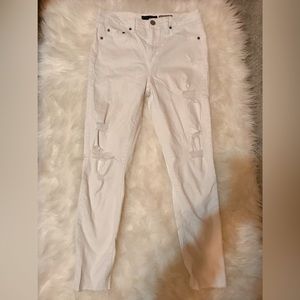 aeropostale distressed white skinny jeans